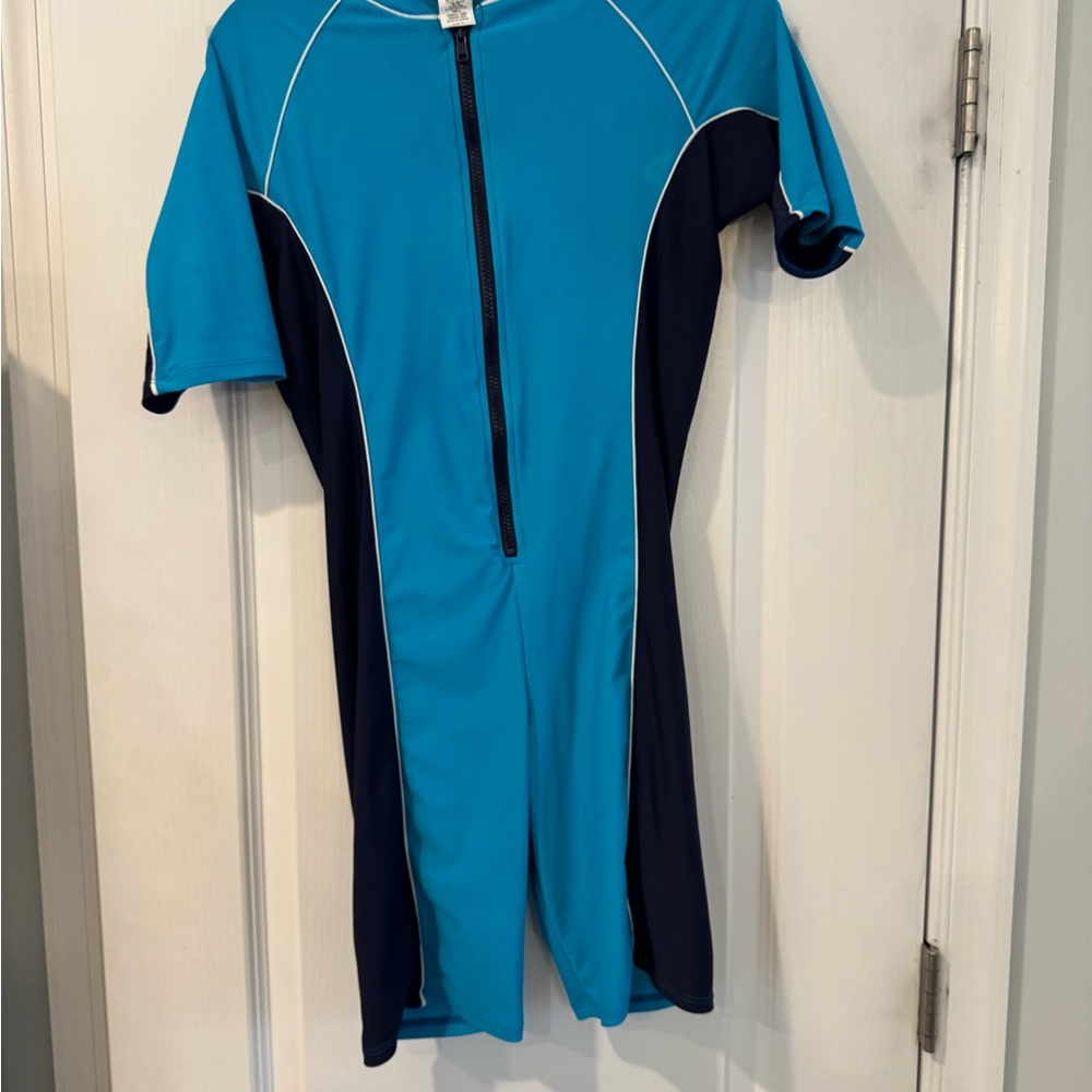 L.L. Bean Kids Teal and Navy Bodysuit/Swimsuit